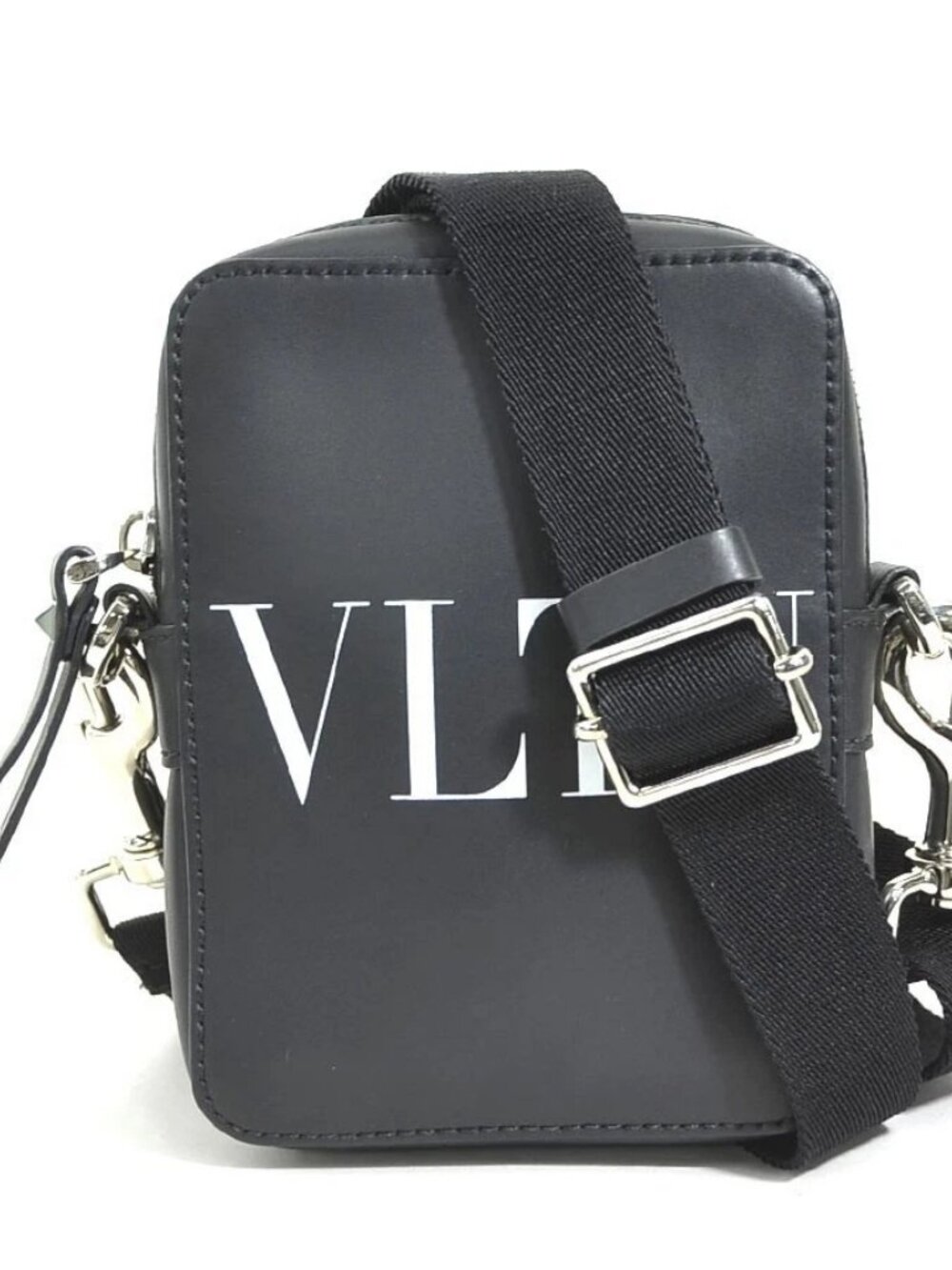Valentino Garavani Crossbody Shoulder Bag Black White Leather/Canvas